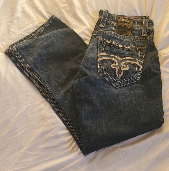 Rock Revival Nathan Men’s Distressed Relaxed Fit Straight Leg Jeans, Sz 34